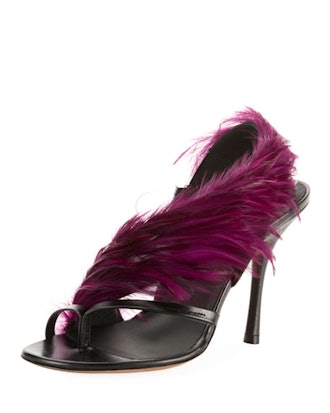 Feathered Asymmetric Sandals