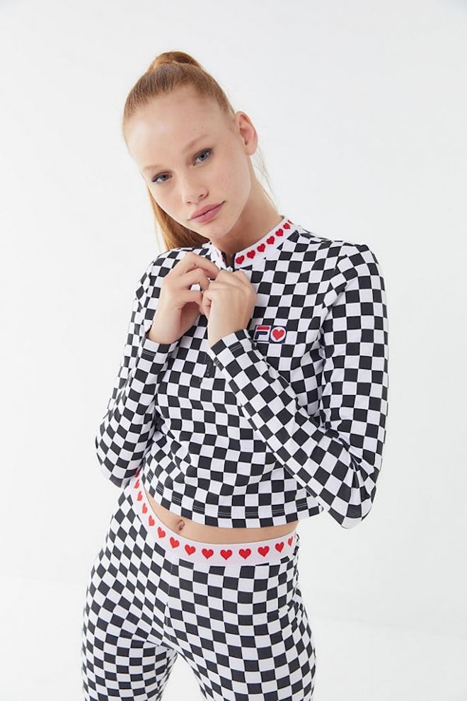 FILA X Disney Villains UO Exclusive Queen Of Hearts Checkered Cropped Top
