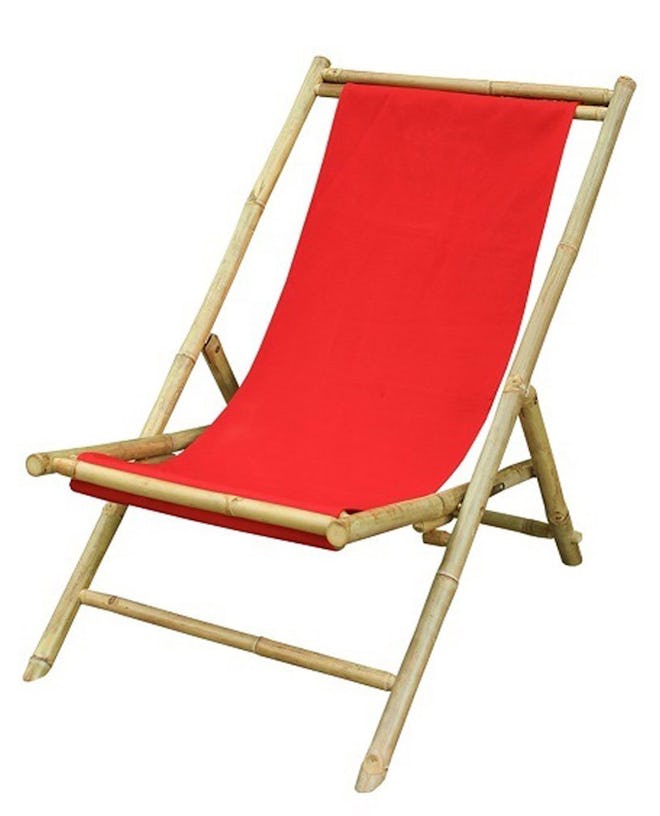 Zew Hand Crafted Foldable Bamboo Sling Patio Chair