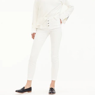 9" High-Rise Toothpick Jean In White With Button Fly