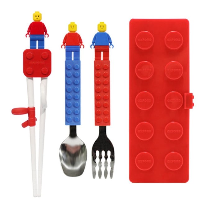 Haon Brick Figure Spoon, Fork, Training Chopsticks And Case Set