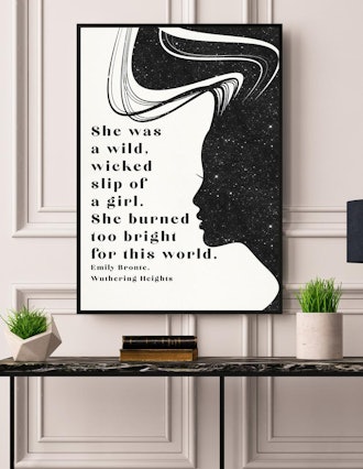 Literary Art Print, Emily Bronte, Wuthering Heights, Literary Quote Poster, Gift for Reader, Bookish...