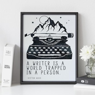 Writer is a World Trapped in a Person, Literary Art Print, Victor Hugo, Writer Quote, Literary Quote...