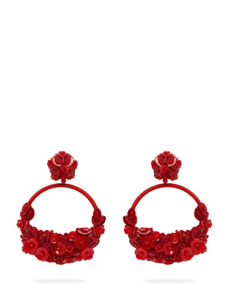Oscar de la Renta Floral-Embellished Clip Earrings