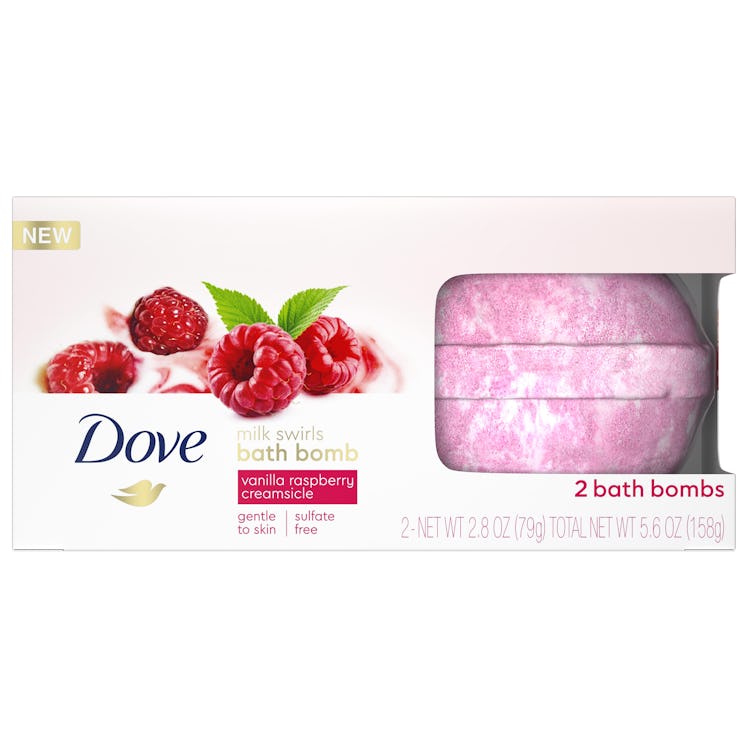 Dove Milk Swirls Bath Bombs Vanilla Raspberry Creamsicle