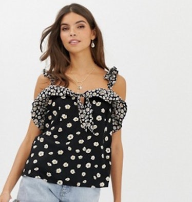 ASOS DESIGN Ruffle Cami in Mix and Match Floral Print
