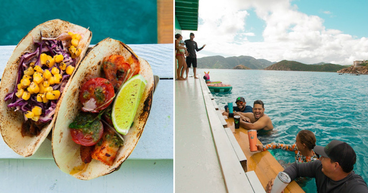 Conoce el primer bar flotante de tacos y cócteles en medio del mar en el Caribe Image result for taco bar ocean virgin islands