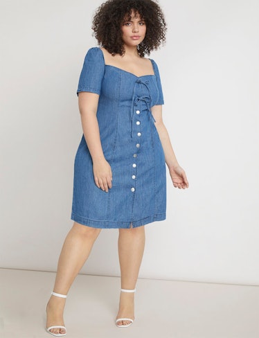 Tie Front Chambray Dress