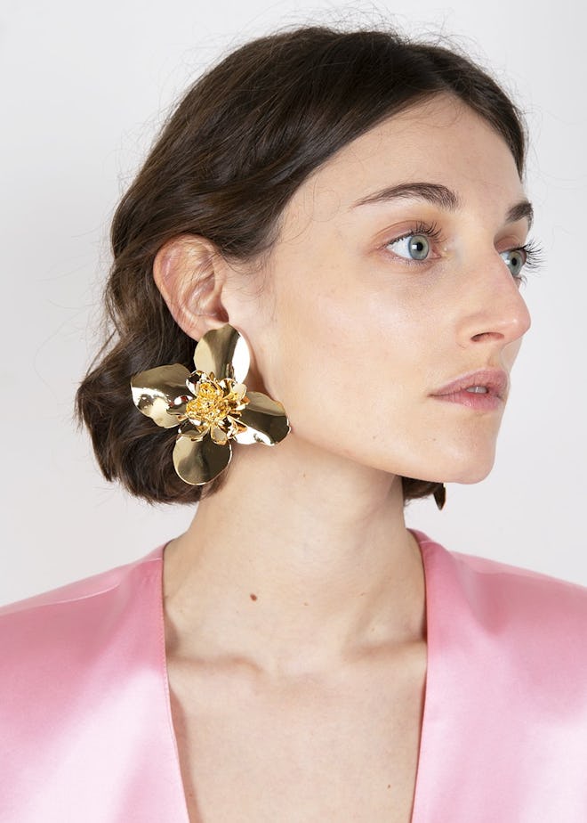 Statement Flower Earrings in Gold