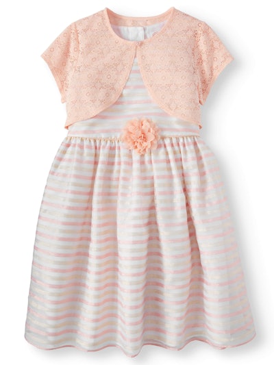 Wonder Nation  Novelty Stripe Easter Dress and Lace Shrug