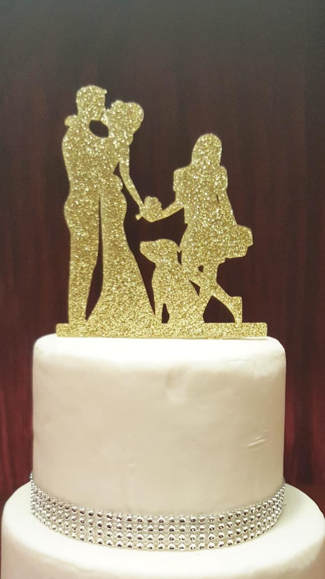 Glitter Silhouette Wedding Cake Topper 