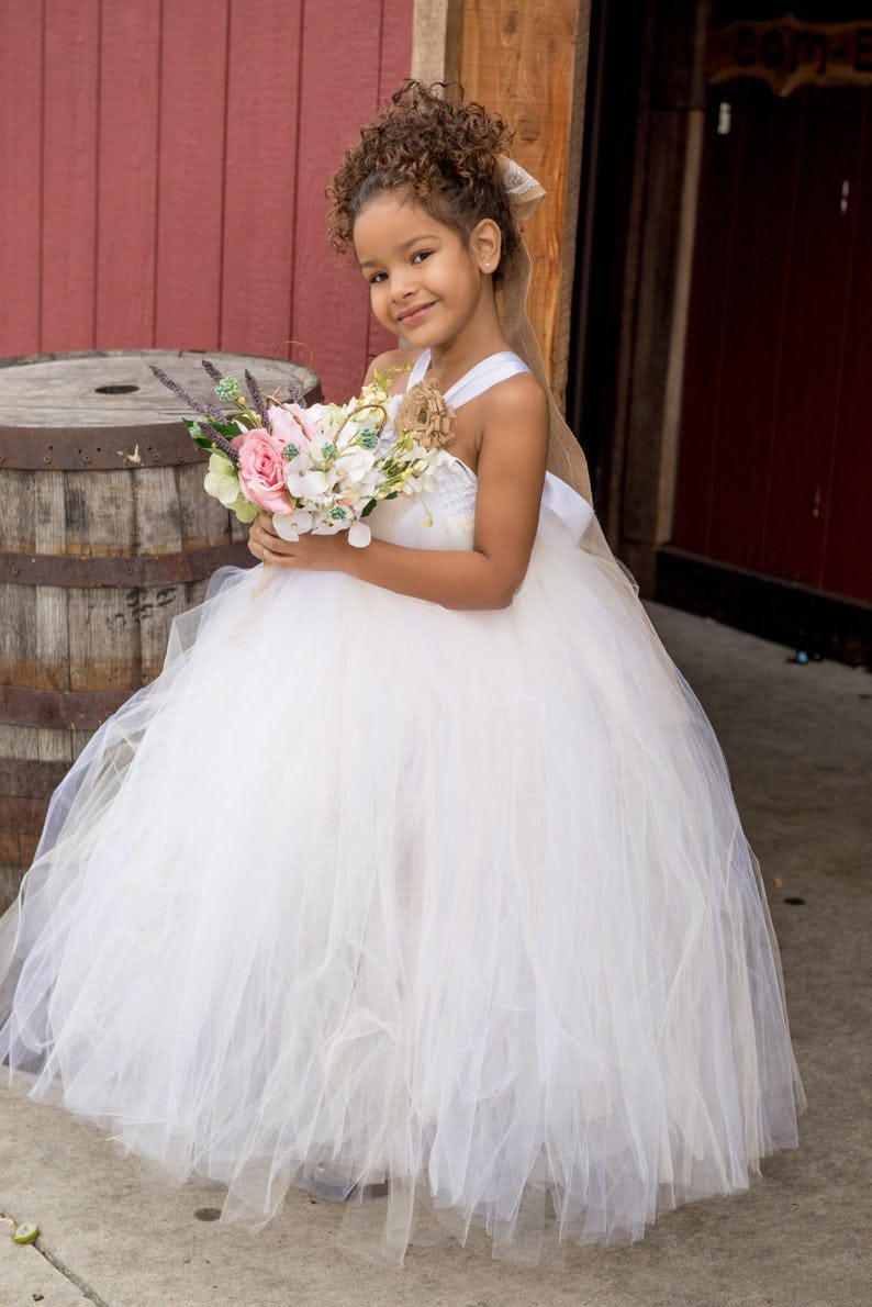 white flowy flower girl dress