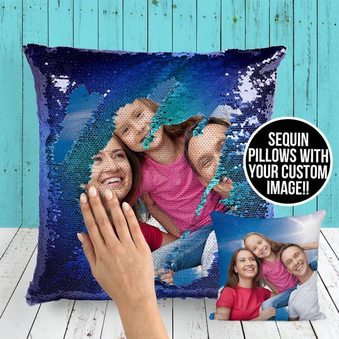 Family Photo Sequin Pillow