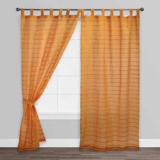 Amber Striped Sahaj Jute Tab Top Curtains, Set Of 2