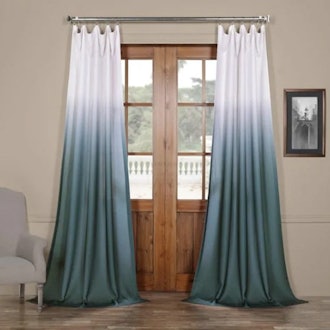Ombre Faux Linen Semi Sheer Curtain