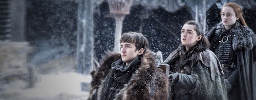 Bran, Arya, and Sansa Stark from 'Game of Thrones' who are orphaned characters