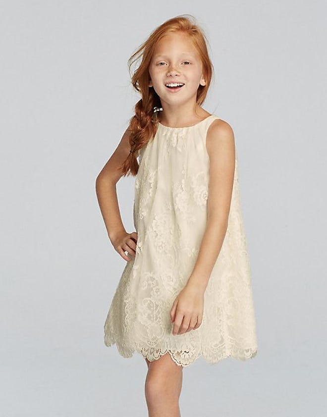 Sleeveless All Over Lace Dress with Scalloped Hem