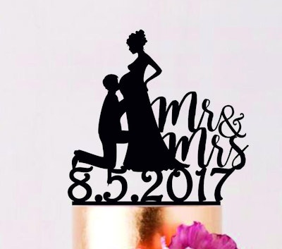 Pregnant Bride Cake Topper