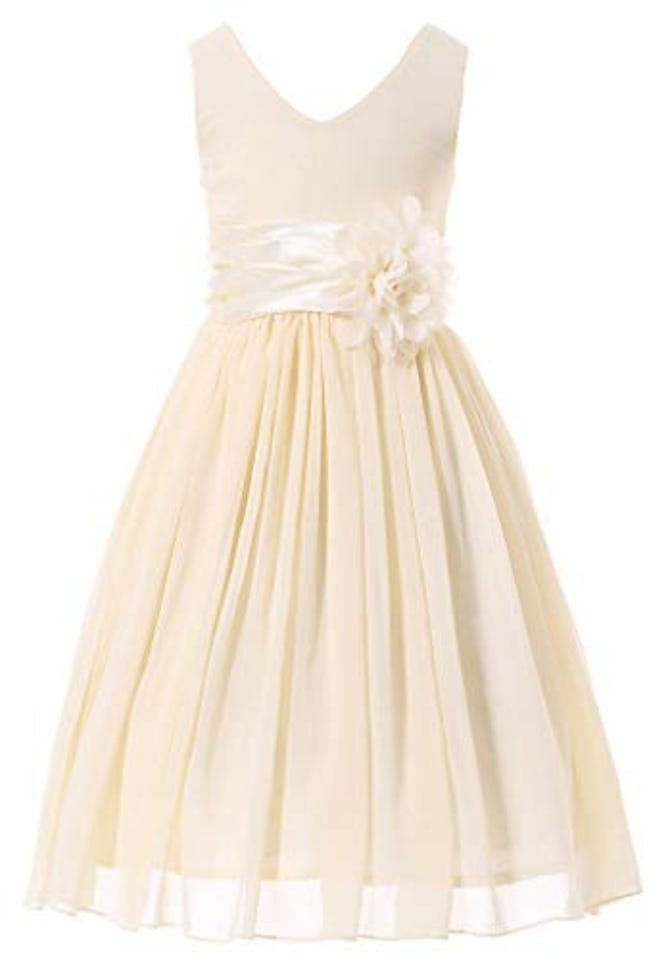  V-Neckline Chiffon Flower Girl Dress