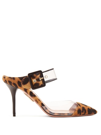 Optic 85 Leopard-Print Buckle-Strap Mules