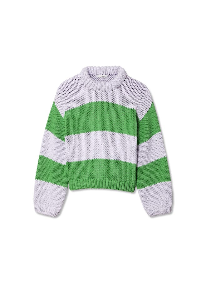 Cropped Striped Cotton-Blend Pullover
