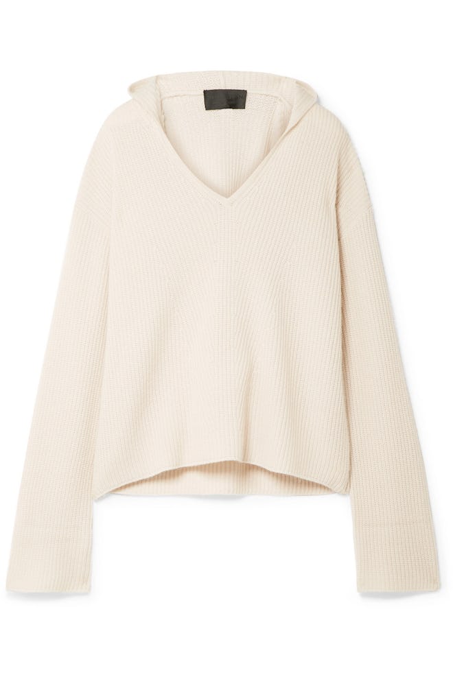 Gillian Hooded Ribbed Cashmere Sweater