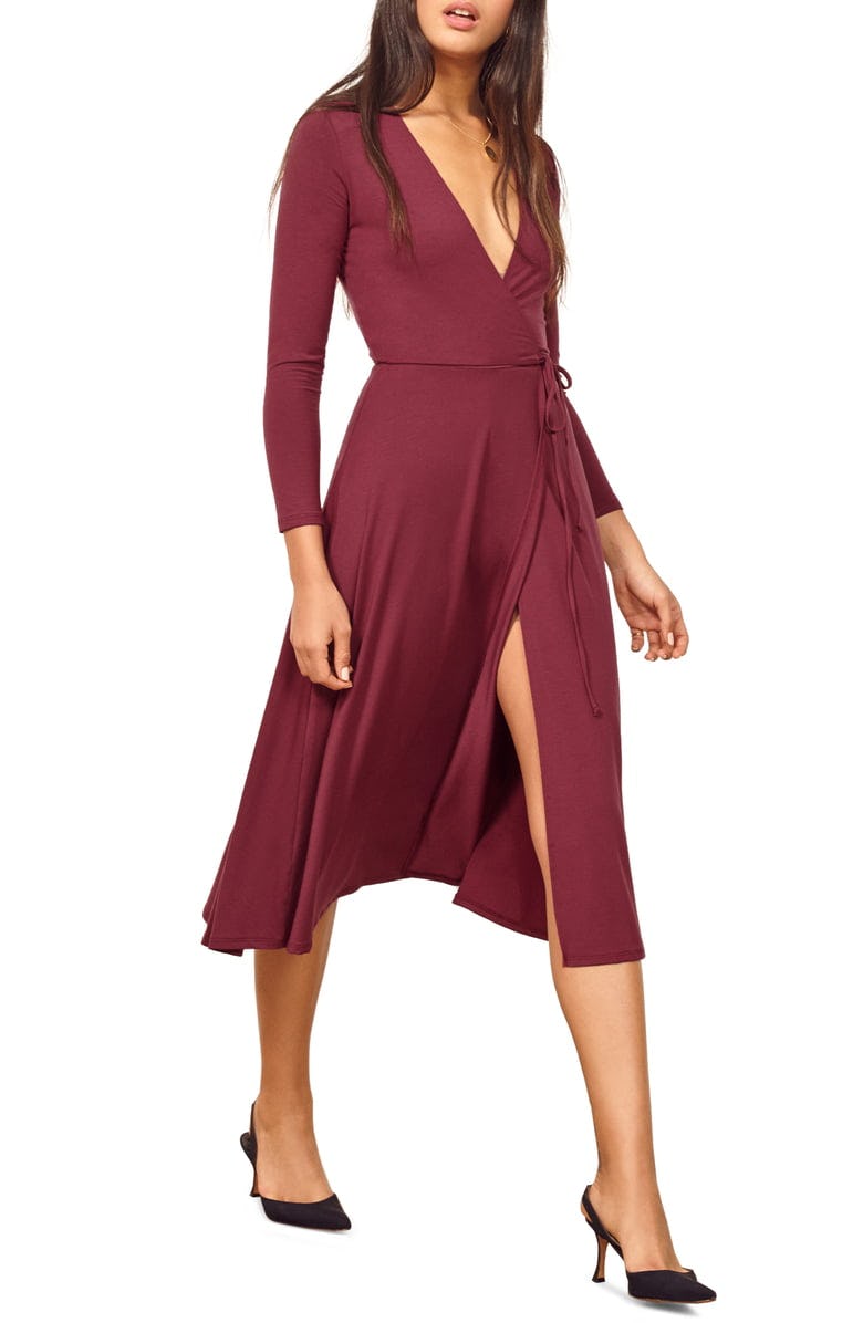 reformation judith midi wrap dress