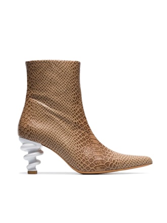 Brown Island 70 Twisted Heel Snake-Effect Leather Boots
