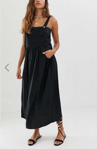 Overall Midi Sundress With Pocket Detail