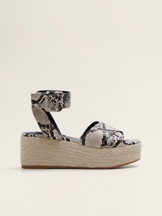 Snake-Effect Wedge Sandals