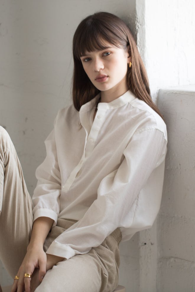 Band Collar Button Up Shirt