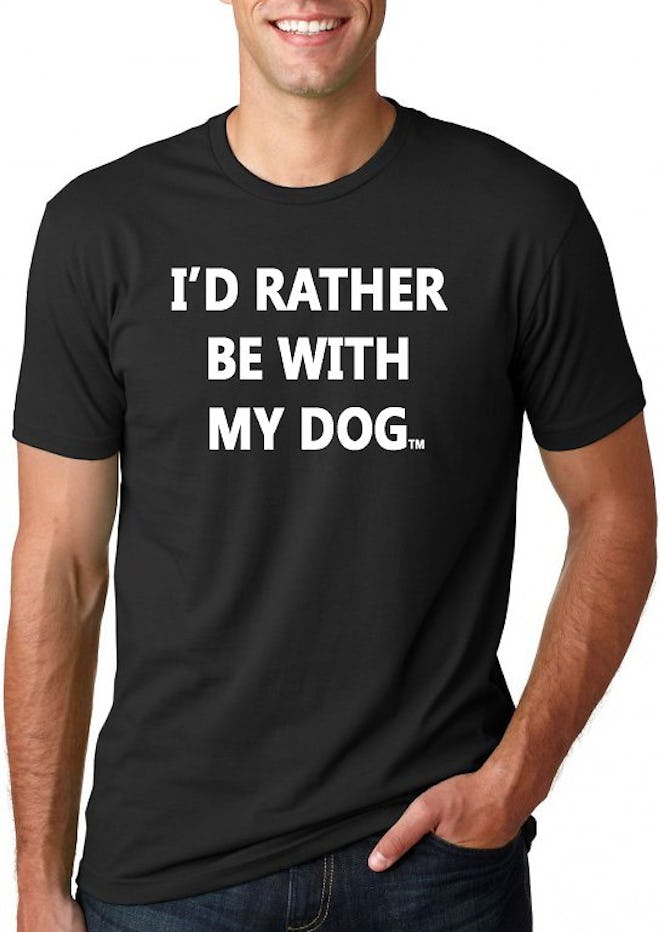 I'd Rather Be With My Dog Unisex Adult Short Sleeve T-Shirt, Black