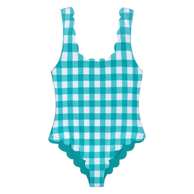 Womens Palm Springs One Piece, Mint Gingham