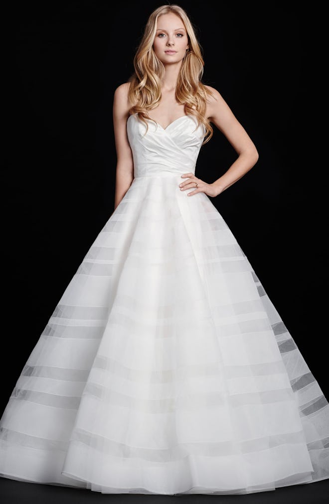 Lily Strapless Taffeta & Tulle Stripe Ballgown by Hayley Paige