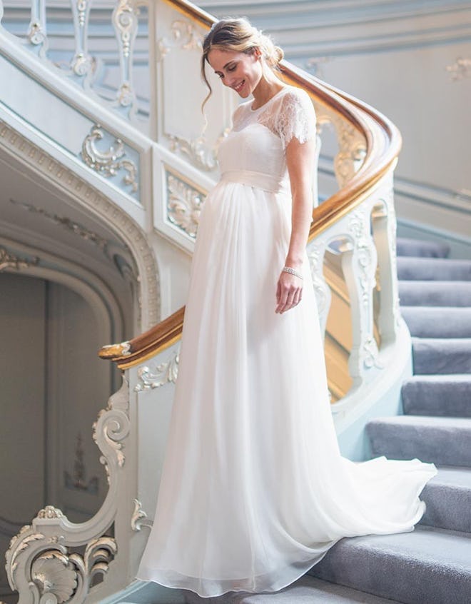 Ivory Lace & Silk Maternity Gown