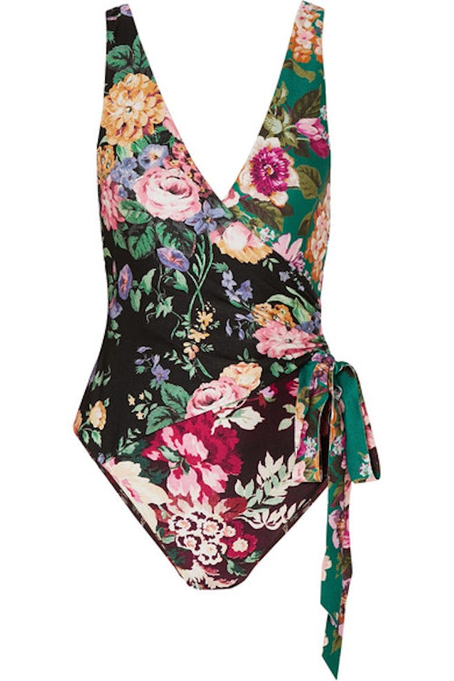 Zimmerman Allia wrap-effect floral-print swimsuit