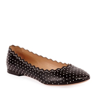 Lauren Scalloped Ballet Flats with Silver Studs