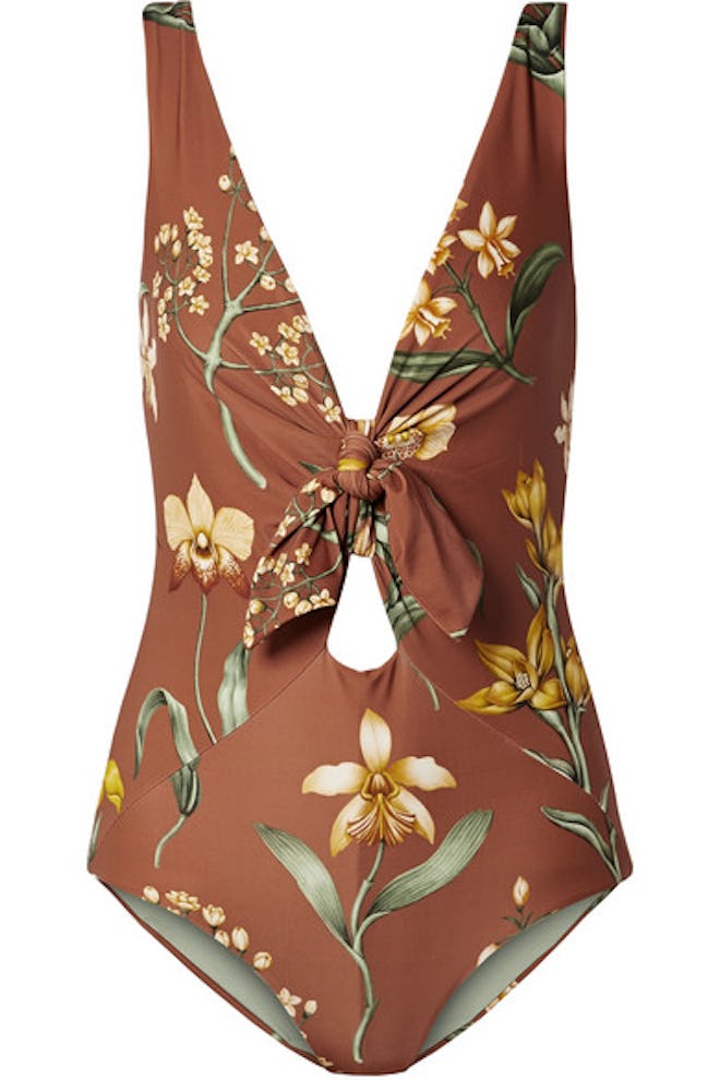 Johanna Ortiz Newport Beach cutout floral-print swimsuit