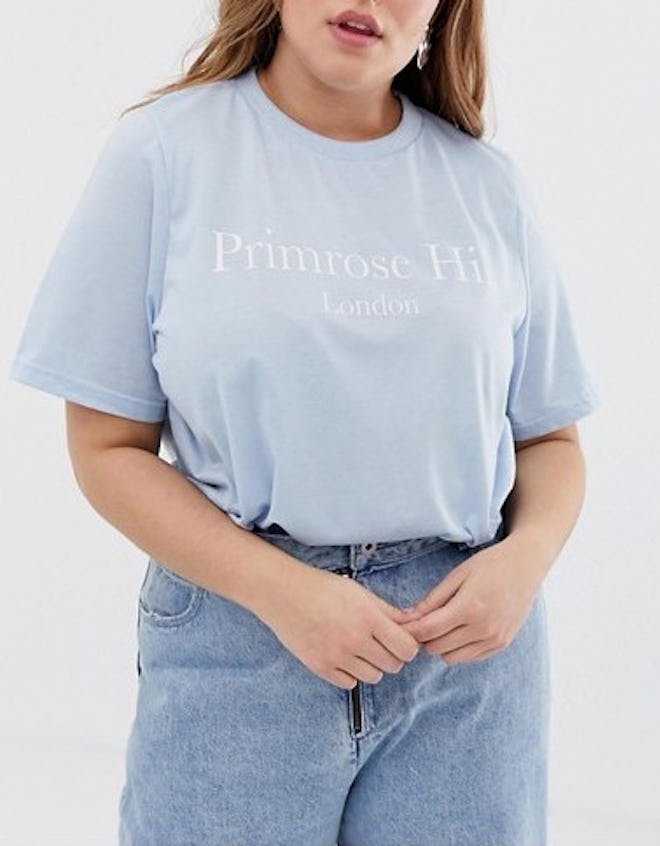 Daisy Street Relaxed T-Shirt With Primrose Hill Slogan