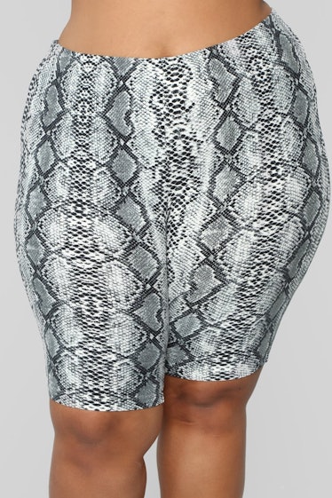  Medusa Snake Print Biker Shorts - Grey