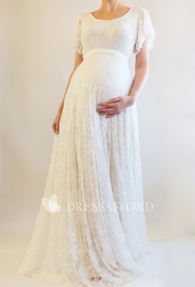 Lucia Maternity Wedding Dress Short Ivory White - Maternity