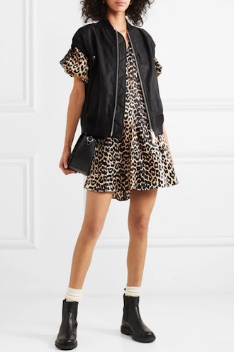 Leopard-Print Silk-Blend Satin Mini Dress