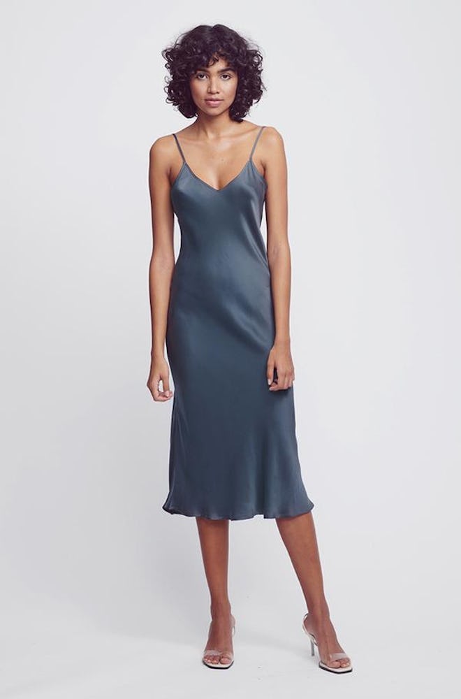 '90s Silk Slip Dress Smoke