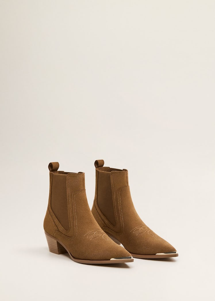 Leather cowboy ankle boots