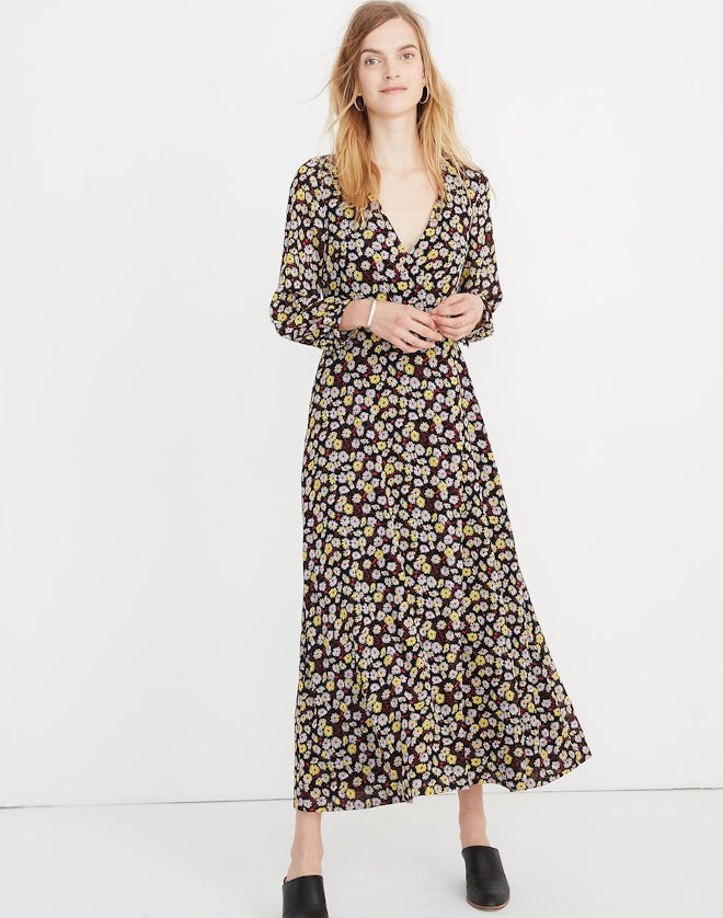 Wrap-Front Maxi Dress in French Floral