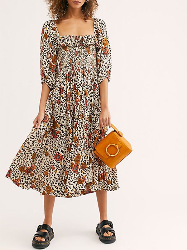 oasis green animal print dress