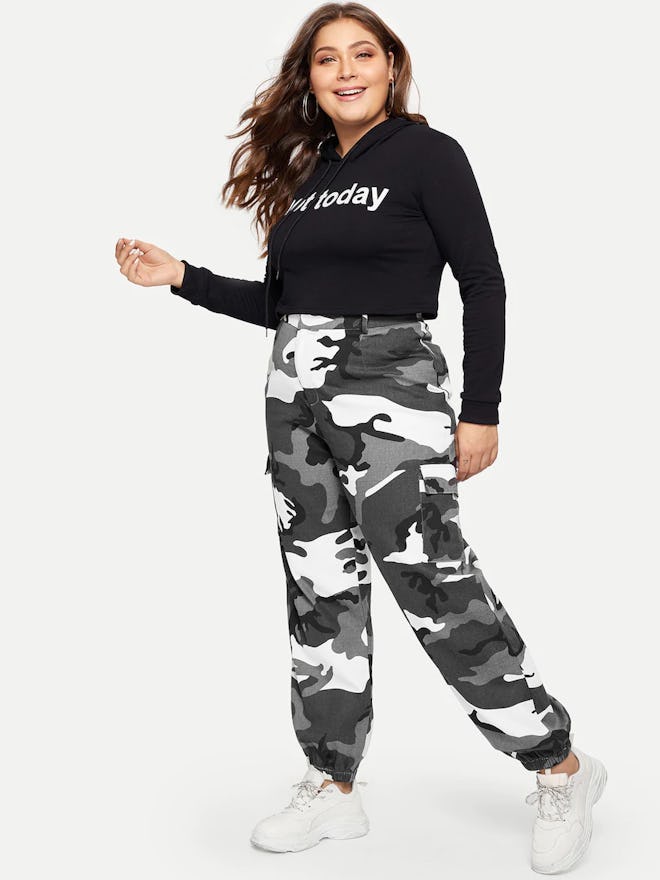 Plus Pocket Side Camo Tapered Pants