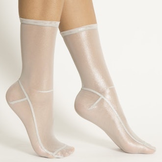 White Foil Mesh Socks