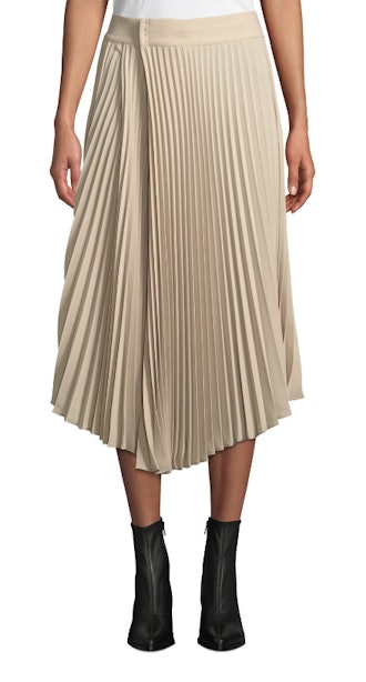Draped Pleated Midi Skirt