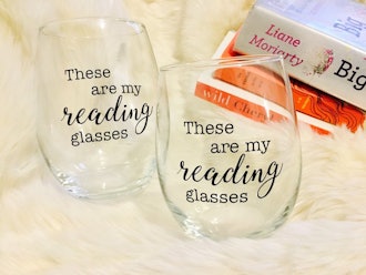 "These Are My Reading Glasses" Wine Glasses